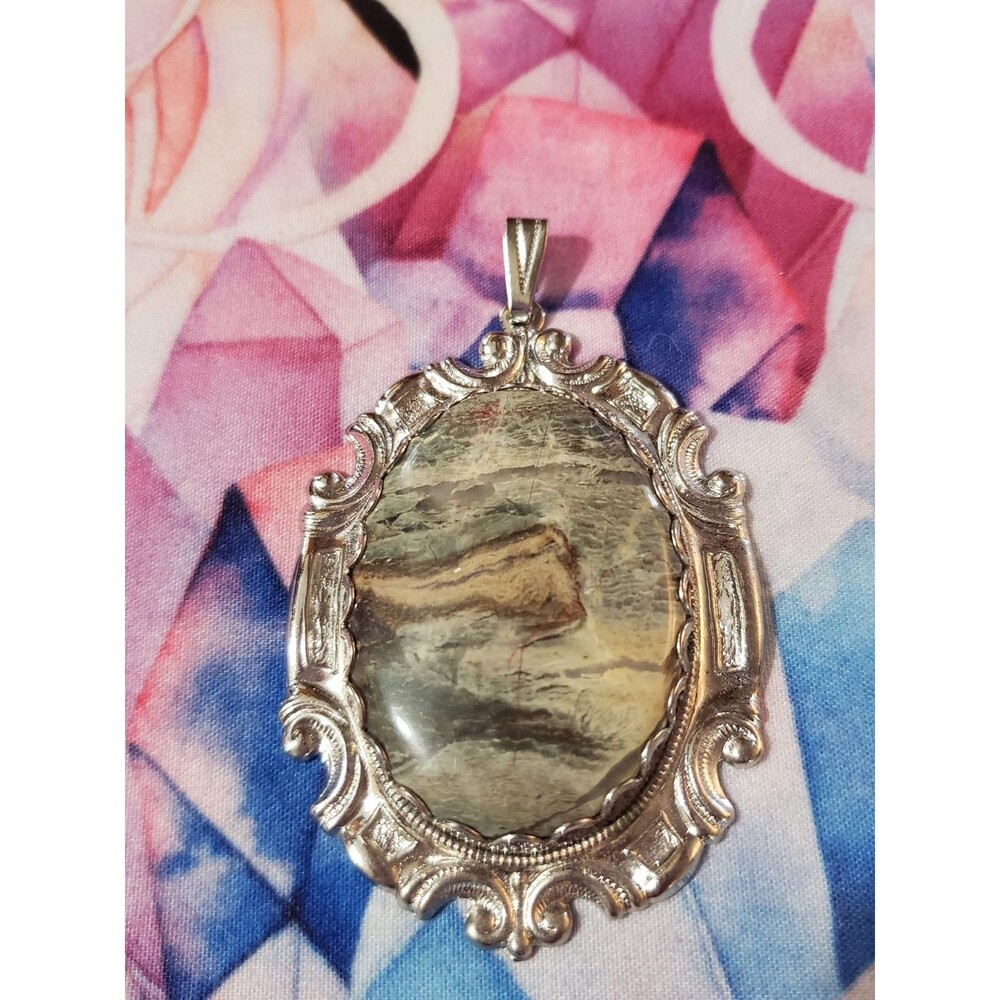 Natural Picture Jasper Vintage Pendant